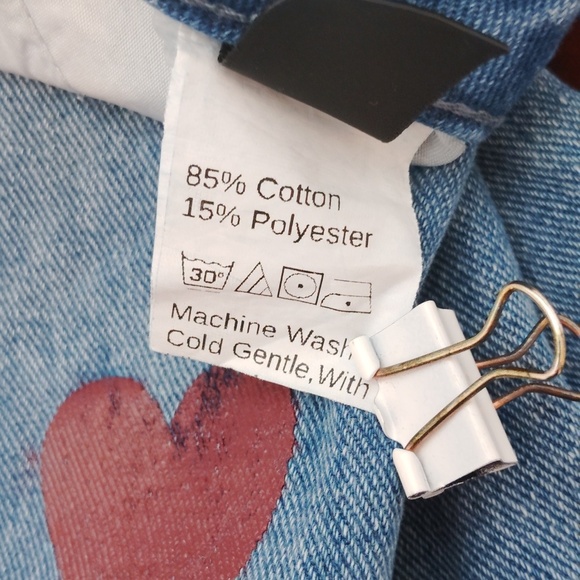 Shein Heart print Jeans Denim Size Large - Picture 15 of 16